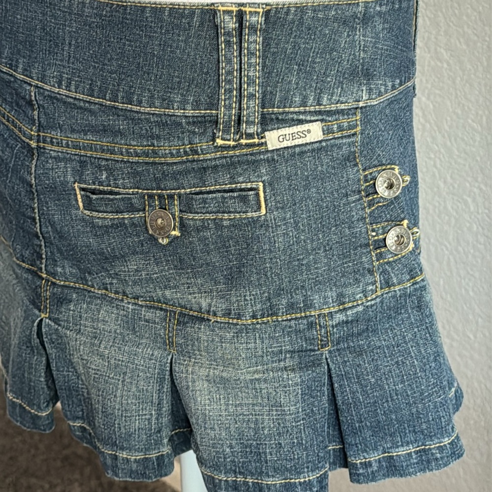 Guess Blue Pleated Skater Mini Skirt size 29 - Picture 5 of 8